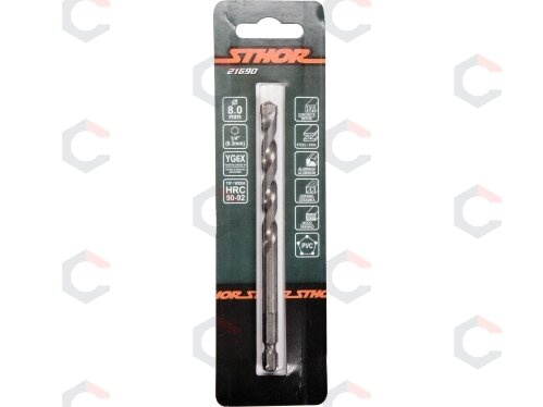 Grąžtas universalus su Hex 6.3 mm (1/4") galu | 8.0 mm (21690) 2 Grąžtas universalus su Hex 6.3 mm (1/4") galu | 8.0 mm (21690) 2