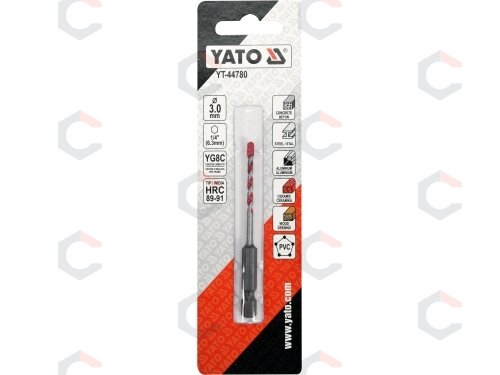 Grąžtas universalus su Hex 6.3 mm (1/4") galu | 3.0 mm (YT-44780) 2