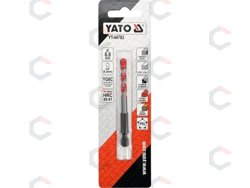 Grąžtas universalus su Hex 6.3 mm (1/4") galu | 6.0 mm (YT-44783) 2