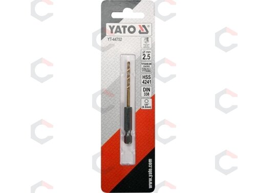 Grąžtas metalui su Hex 6.3 mm (1/4") galu HSS-TiN | 2.5 mm (YT-44752) Grąžtas metalui su Hex 6.3 mm (1/4") galu HSS-TiN | 2.5 mm (YT-44752)
