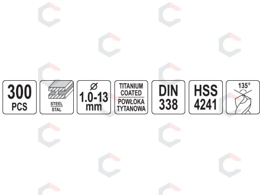 Grąžtų rinkinys metalui | 1.0 - 13 mm | 300 vnt. (YT-44595) 4 Grąžtų rinkinys metalui | 1.0 - 13 mm | 300 vnt. (YT-44595) 4