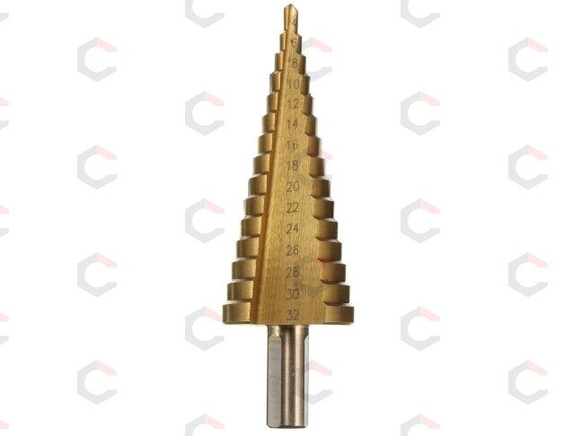 Pakopinių grąžtų rinkinys | titano danga | 4–32 mm | 3 vnt. (EB-4345) 7 Pakopinių grąžtų rinkinys | titano danga | 4–32 mm | 3 vnt. (EB-4345) 7