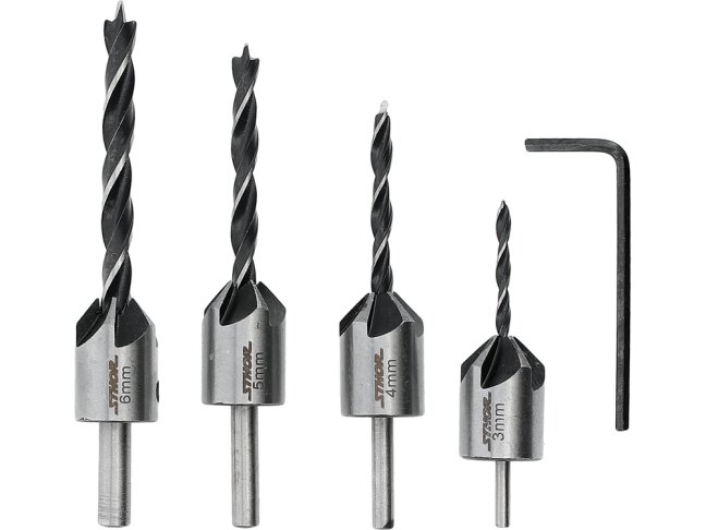 Grąžtų su įgilintuvais rinkinys medienai Sthor | 3–6 mm | HSS 4241 | 5 vnt. (22720) 2 Grąžtų su įgilintuvais rinkinys medienai Sthor | 3–6 mm | HSS 4241 | 5 vnt. (22720) 2