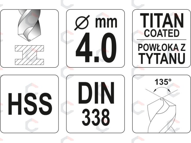 Grąžtas metalui HSS-TIN 6.5 mm (YT-44655) 1