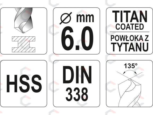 Grąžtas metalui HSS-TIN 9.0 mm (YT-44660) 1 Grąžtas metalui HSS-TIN 9.0 mm (YT-44660) 1