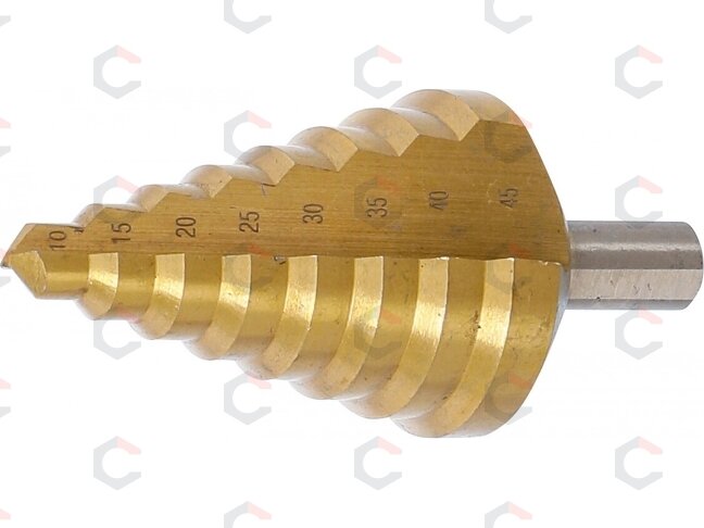 Grąžtas pakopinis | titano nitridas | Ø 10–45 mm (74430B) Grąžtas pakopinis | titano nitridas | Ø 10–45 mm (74430B)