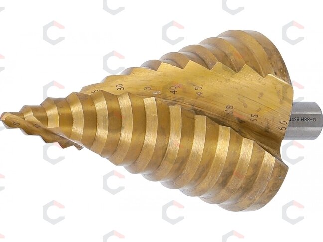 Grąžtas pakopinis | titano nitridas | Ø 6–60 mm (74429) Grąžtas pakopinis | titano nitridas | Ø 6–60 mm (74429)