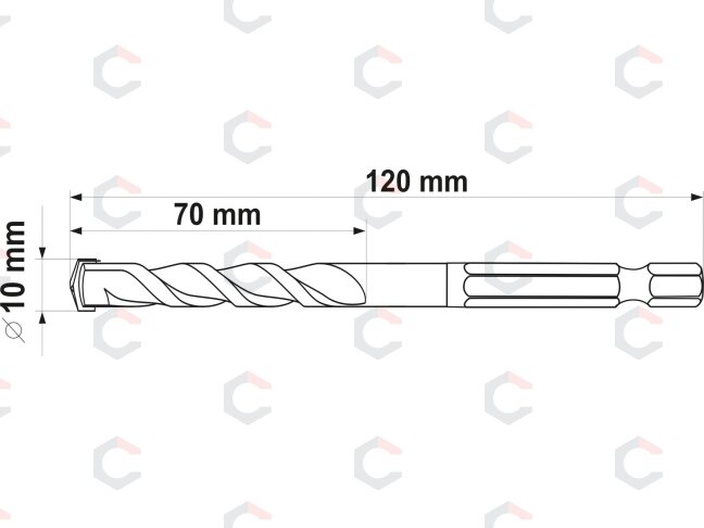 Grąžtas universalus su Hex 6.3 mm (1/4") galu | 10.0 mm (YT-44786) 4