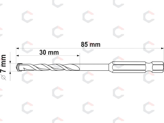 Grąžtas universalus su Hex 6.3 mm (1/4") galu | 7.0 mm (YT-44784) 4 Grąžtas universalus su Hex 6.3 mm (1/4") galu | 7.0 mm (YT-44784) 4
