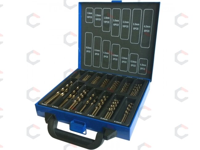 Grąžtų metalui komplektas | (HSS-Co / Inox ) Cobalt M35 | kobalto lydinys | 1.5 - 10 mm | 99 vnt. (DR397) 3 Grąžtų metalui komplektas | (HSS-Co / Inox ) Cobalt M35 | kobalto lydinys | 1.5 - 10 mm | 99 vnt. (DR397) 3