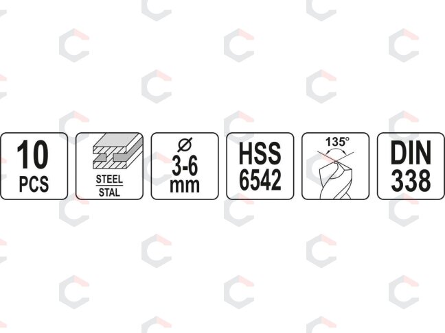 Grąžtų metalui rinkinys | dvipusiai | 3.0-6.0 mm 10 vnt. (YT-40025) 3 Grąžtų metalui rinkinys | dvipusiai | 3.0-6.0 mm 10 vnt. (YT-40025) 3
