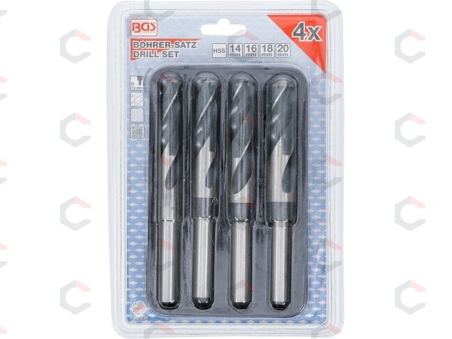 Grąžtų metalui rinkinys HSS | 14 - 16 - 18 - 20 mm | 4 vnt. (8985) 3 Grąžtų metalui rinkinys HSS | 14 - 16 - 18 - 20 mm | 4 vnt. (8985) 3