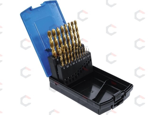Grąžtų rinkinys | HSS G | titano nitridas | 1 - 10 mm | 19 vnt. (2040) 1 Grąžtų rinkinys | HSS G | titano nitridas | 1 - 10 mm | 19 vnt. (2040) 1