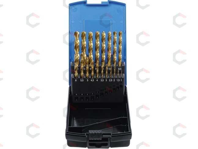Grąžtų rinkinys | HSS G | titano nitridas | 1 - 10 mm | 19 vnt. (2040) 2 Grąžtų rinkinys | HSS G | titano nitridas | 1 - 10 mm | 19 vnt. (2040) 2