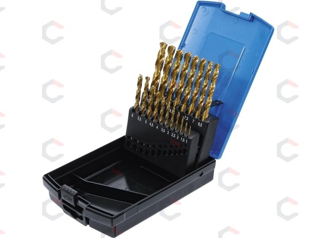 Grąžtų rinkinys | HSS G | titano nitridas | 1 - 10 mm | 19 vnt. (2040) Grąžtų rinkinys | HSS G | titano nitridas | 1 - 10 mm | 19 vnt. (2040)