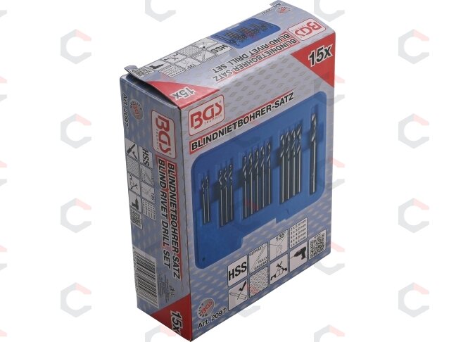 Grąžtų rinkinys | kniedžių skylėms | HSS | 2.4 - 6.4 mm | 15 vnt. (2097) 2 Grąžtų rinkinys | kniedžių skylėms | HSS | 2.4 - 6.4 mm | 15 vnt. (2097) 2