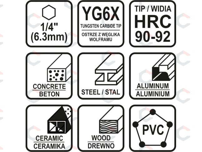 Grąžtų rinkinys su Hex 6.3 mm (1/4") galu | universalūs | 4 - 10 mm | 5 vnt. (21695) 2 Grąžtų rinkinys su Hex 6.3 mm (1/4") galu | universalūs | 4 - 10 mm | 5 vnt. (21695) 2