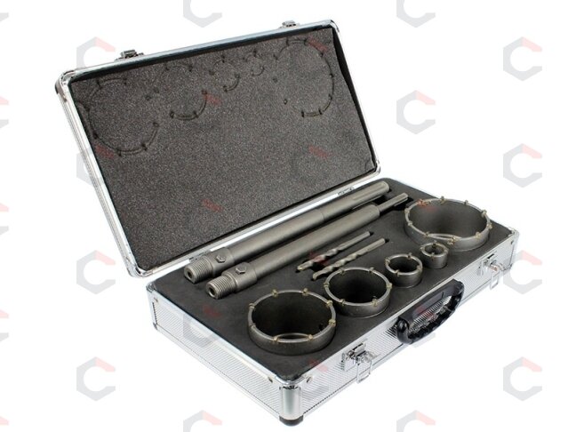 Gręžimo karūnų rinkinys su ilgais adapteriais SDS Plus | 30-100 mm | 9 vnt. (ES20449) 1 Gręžimo karūnų rinkinys su ilgais adapteriais SDS Plus | 30-100 mm | 9 vnt. (ES20449) 1