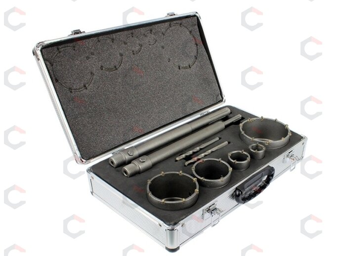 Gręžimo karūnų rinkinys su ilgais adapteriais SDS Plus | 30-100 mm | 9 vnt. (ES20449) 1 Gręžimo karūnų rinkinys su ilgais adapteriais SDS Plus | 30-100 mm | 9 vnt. (ES20449) 1