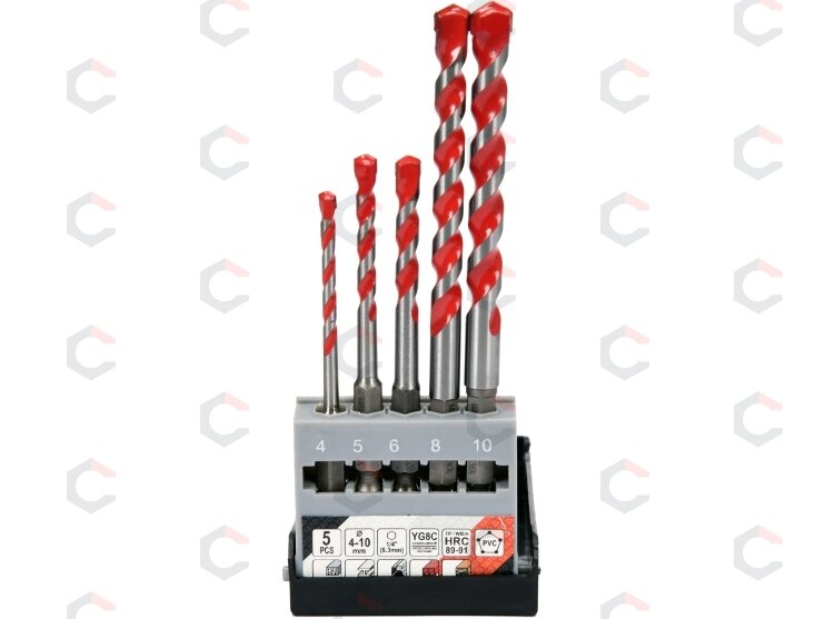 Grąžtų rinkinys su Hex 6.3 mm (1/4") galu | universalūs | 4 - 10 mm | 5 vnt. (YT-44789) 1 Grąžtų rinkinys su Hex 6.3 mm (1/4") galu | universalūs | 4 - 10 mm | 5 vnt. (YT-44789) 1