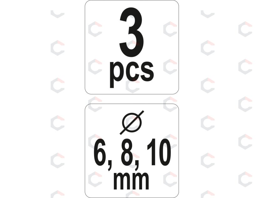 Gręžimo gylio ribotuvai 6, 8, 10 mm | 3 vnt. (YT-44100) 3 Gręžimo gylio ribotuvai 6, 8, 10 mm | 3 vnt. (YT-44100) 3