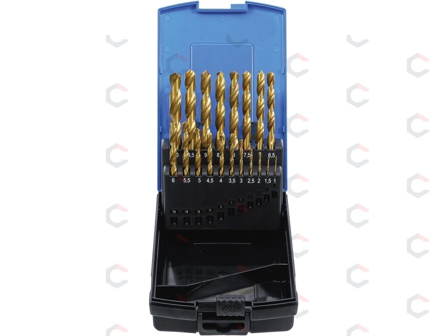 Grąžtų metalui rinkinys | HSS | titano nitridas | 1 - 10 mm | 19 vnt. (2013) 1 Grąžtų metalui rinkinys | HSS | titano nitridas | 1 - 10 mm | 19 vnt. (2013) 1