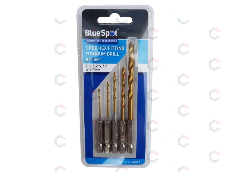 Grąžtų rinkinys su Hex 6.3 mm (1/4") galu | titano nitridas | 1.5 - 4.8 mm | 5 vnt. (HD05)