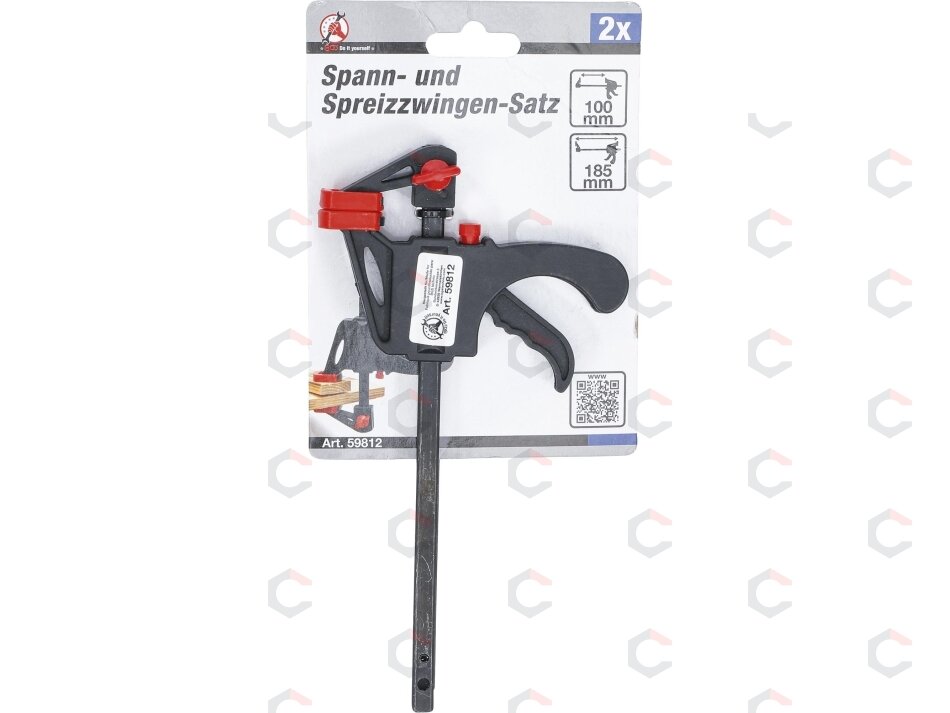 Greito veikimo užspaudimo spaustukų rinkinys | 105 mm | 2 vnt. (59812) 2 Greito veikimo užspaudimo spaustukų rinkinys | 105 mm | 2 vnt. (59812) 2