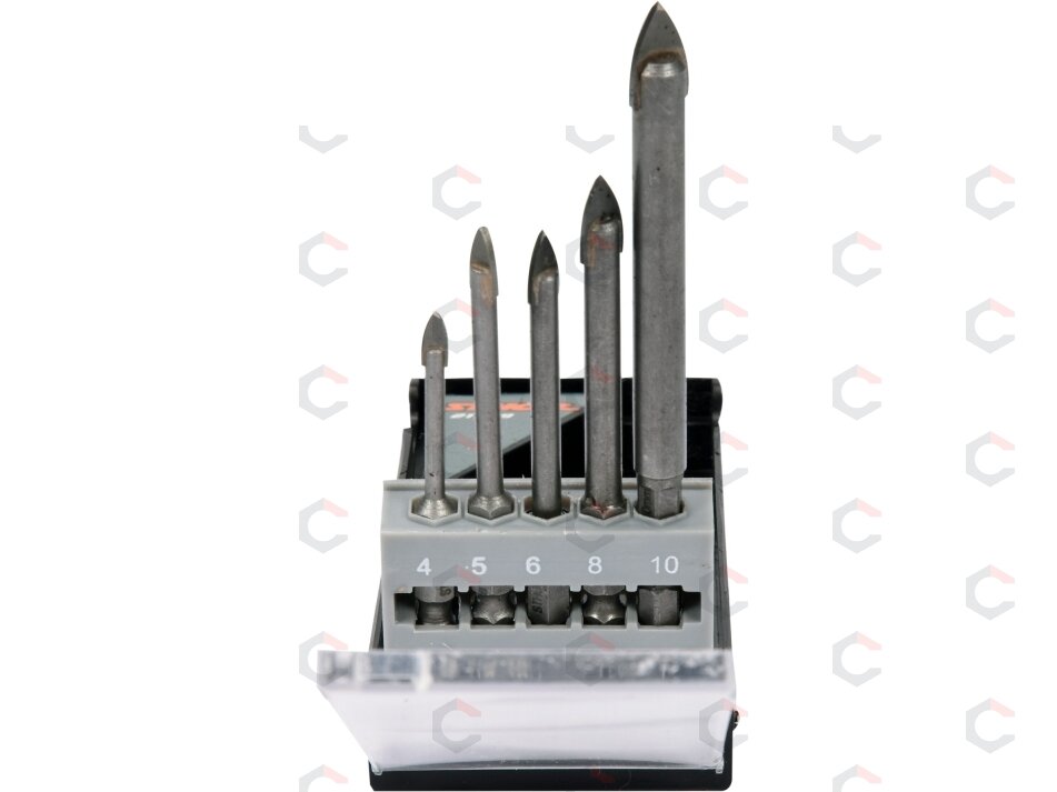 Grąžtų rinkinys stiklui ir keramikai | 6.3 mm (1/4") galu | 4-10 mm | 5 vnt. (21709) 1 Grąžtų rinkinys stiklui ir keramikai | 6.3 mm (1/4") galu | 4-10 mm | 5 vnt. (21709) 1