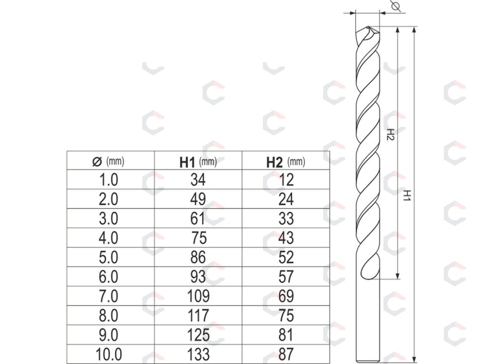 Grąžtų metalui rinkinys | Cobalt-HSS | 1-10mm | 10 vnt. (YT-41603) 3