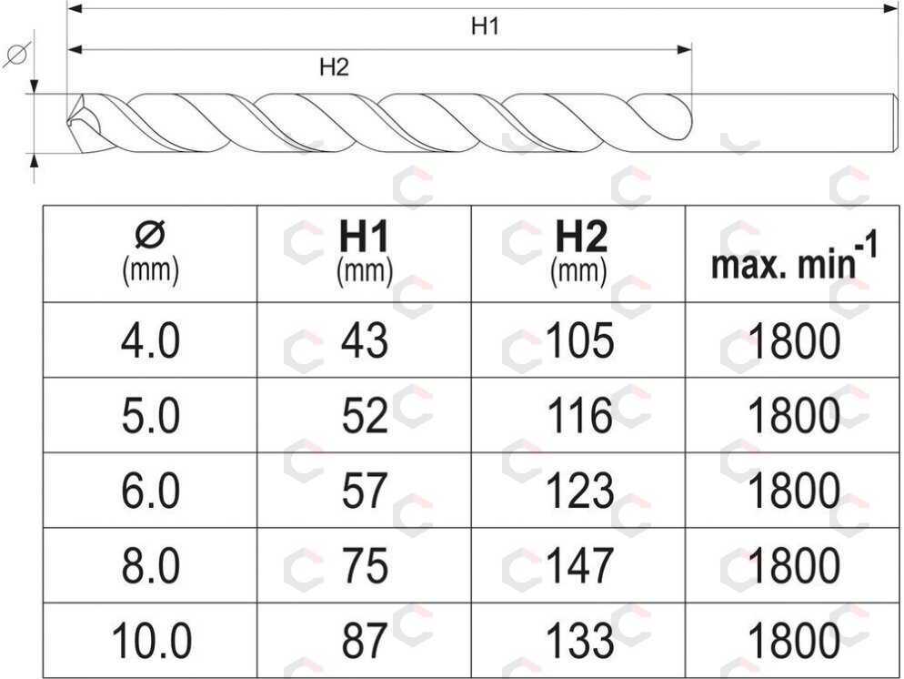 Grąžtai metalui | HSS 6542 | SDS PLUS | 4 - 10 mm | 5 vnt. (YT-40050) 4