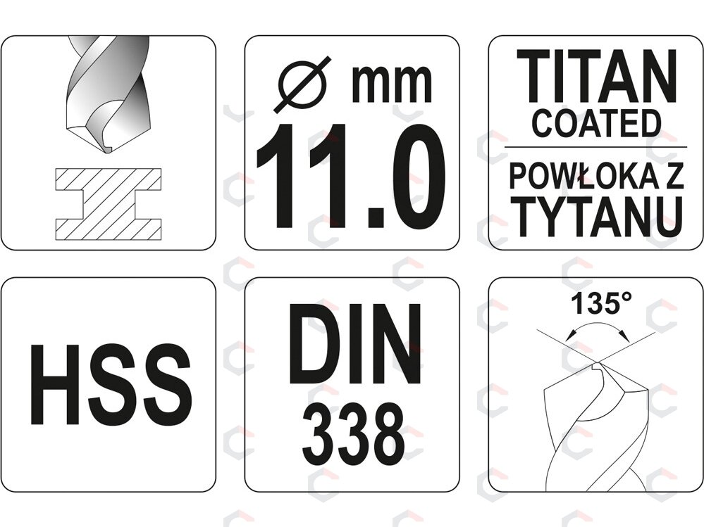 Grąžtas metalui HSS-TIN 11.0 mm (YT-44664) 1 Grąžtas metalui HSS-TIN 11.0 mm (YT-44664) 1