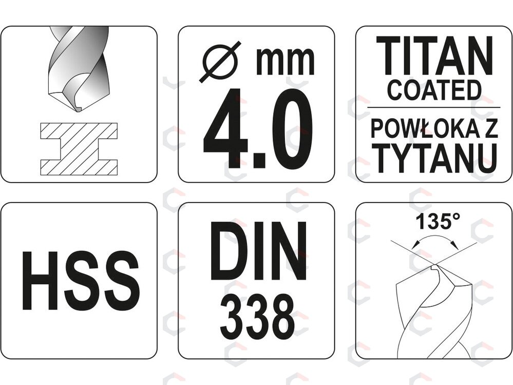 Grąžtas metalui HSS-TIN 6.5 mm (YT-44655) 1