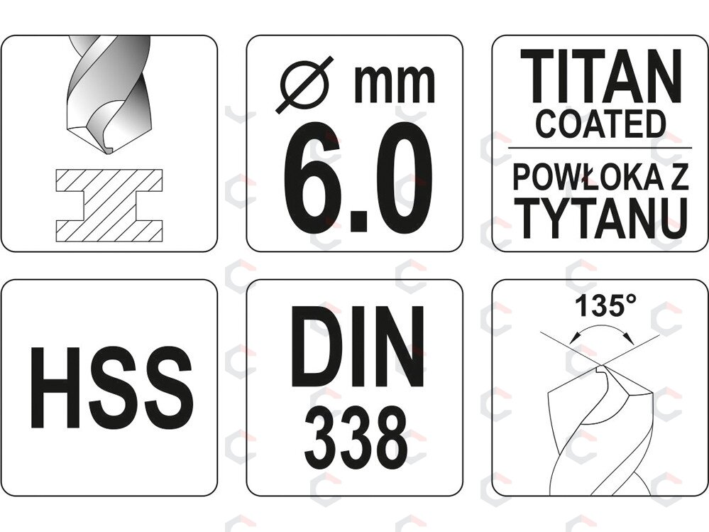 Grąžtas metalui HSS-TIN 8.0 mm (YT-44658) 1 Grąžtas metalui HSS-TIN 8.0 mm (YT-44658) 1
