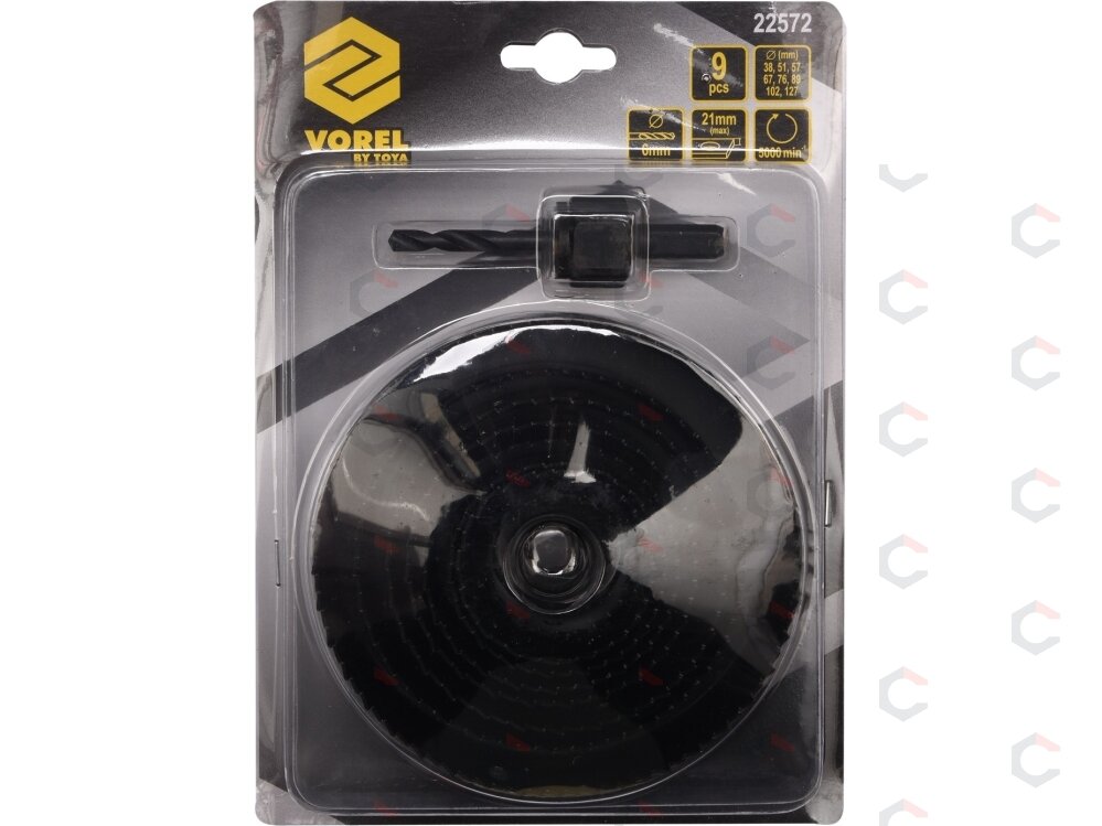 Grąžtų karūnų rinkinys medžiui | 38-127 mm | 9 vnt (22572) 2