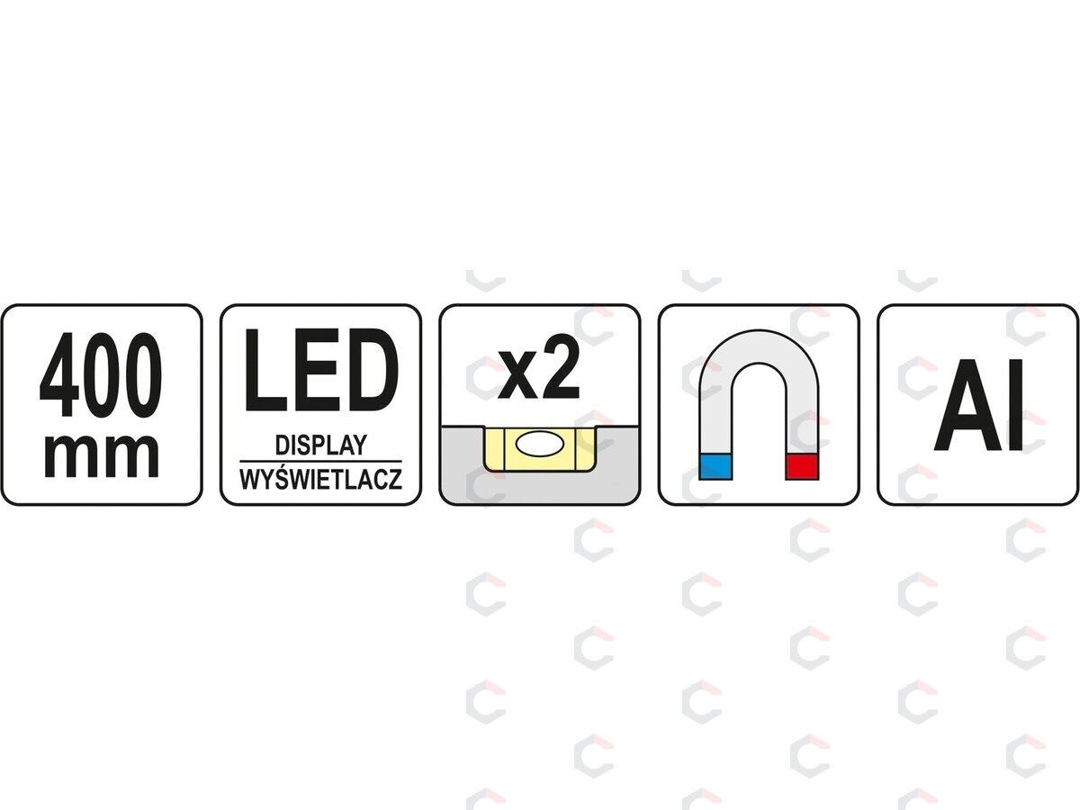 Gulsčiukas skaitmeninis su LED | aliuminis | 400 mm (YT-30397) 6 Gulsčiukas skaitmeninis su LED | aliuminis | 400 mm (YT-30397) 6