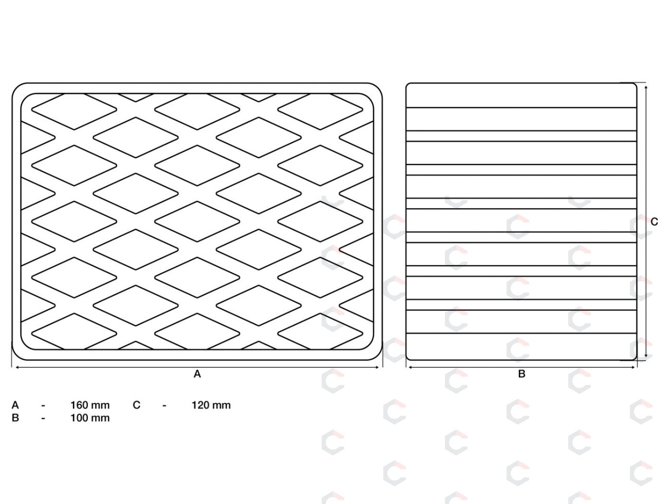 Guminis padas | auto keltuvams | 160 x 120 x 100 mm (7008) 1 Guminis padas | auto keltuvams | 160 x 120 x 100 mm (7008) 1