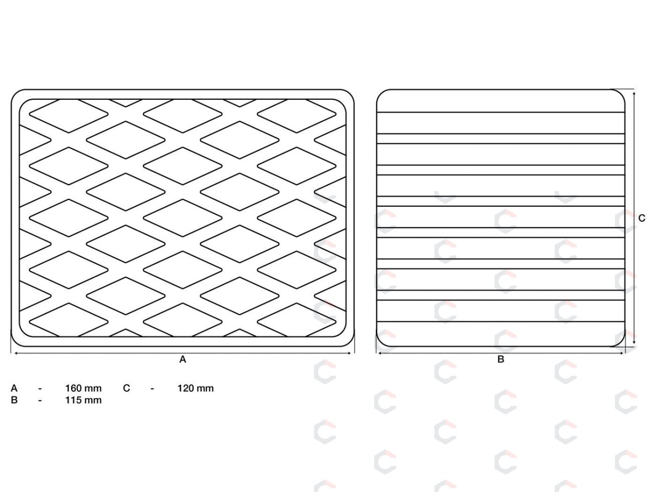 Guminis padas | auto keltuvams | 160 x 120 x 115 mm (7039) 1 Guminis padas | auto keltuvams | 160 x 120 x 115 mm (7039) 1