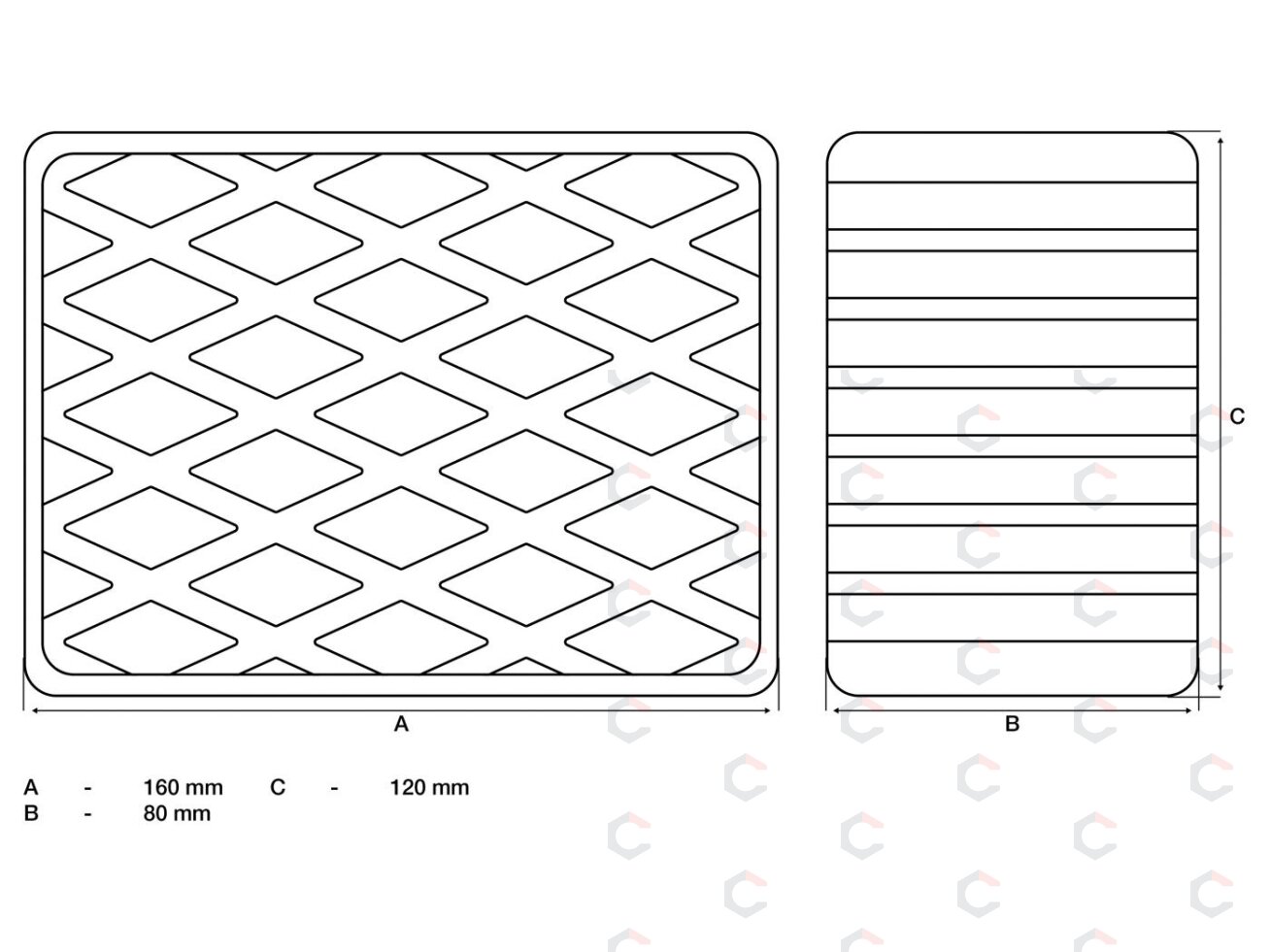 Guminis padas | auto keltuvams | 160 x 120 x 80 mm (7040) 1