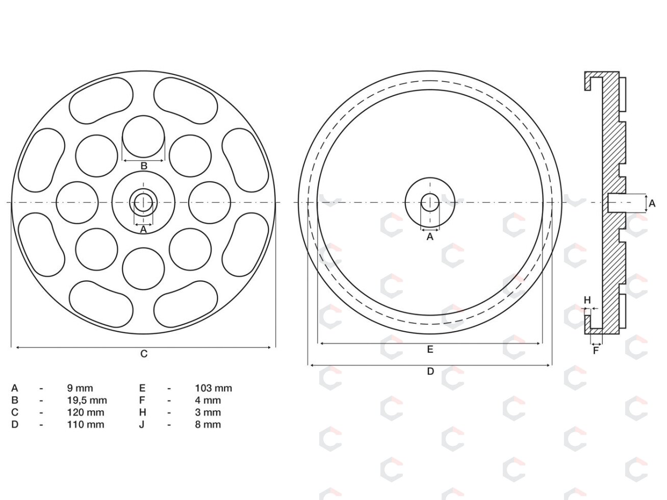 Guminis padas | auto keltuvams | Ø 120 mm (7050) 1 Guminis padas | auto keltuvams | Ø 120 mm (7050) 1