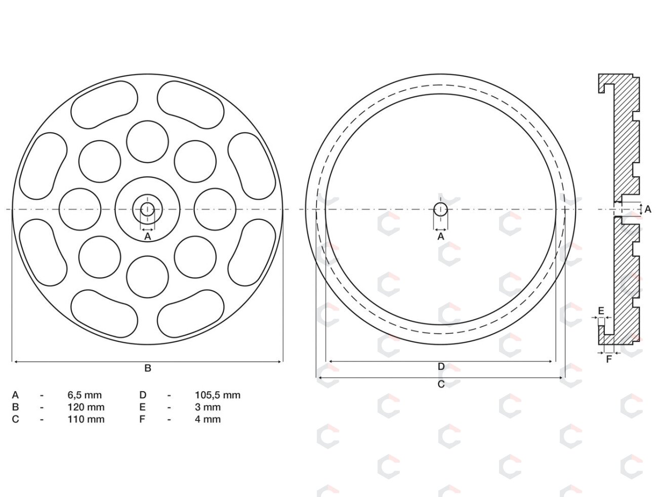 Guminis padas | auto keltuvams | Ø 120 mm (7051) 1