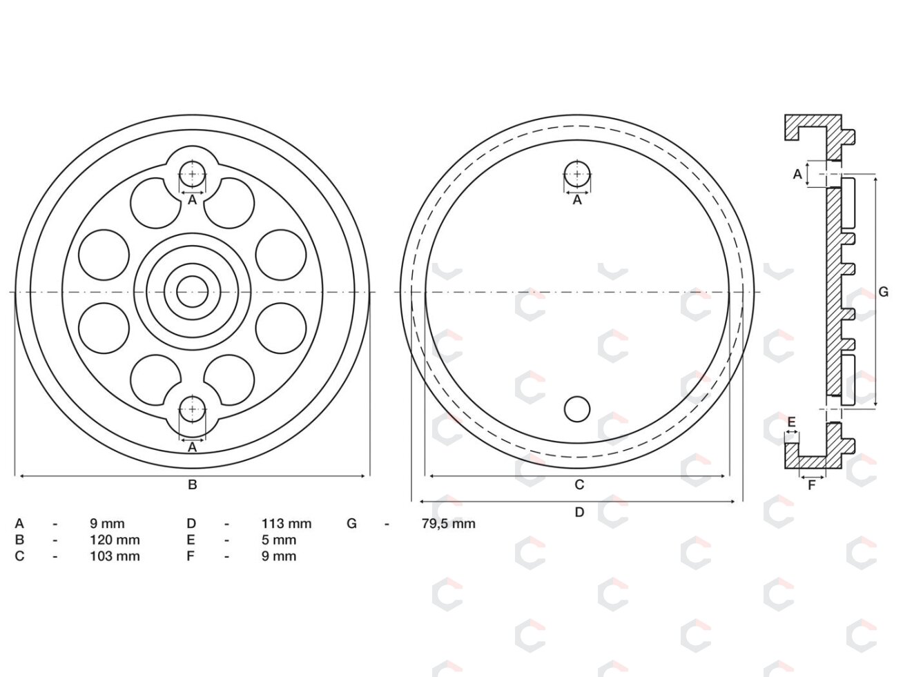 Guminis padas | auto keltuvams | Ø 120 mm (7052) 1 Guminis padas | auto keltuvams | Ø 120 mm (7052) 1