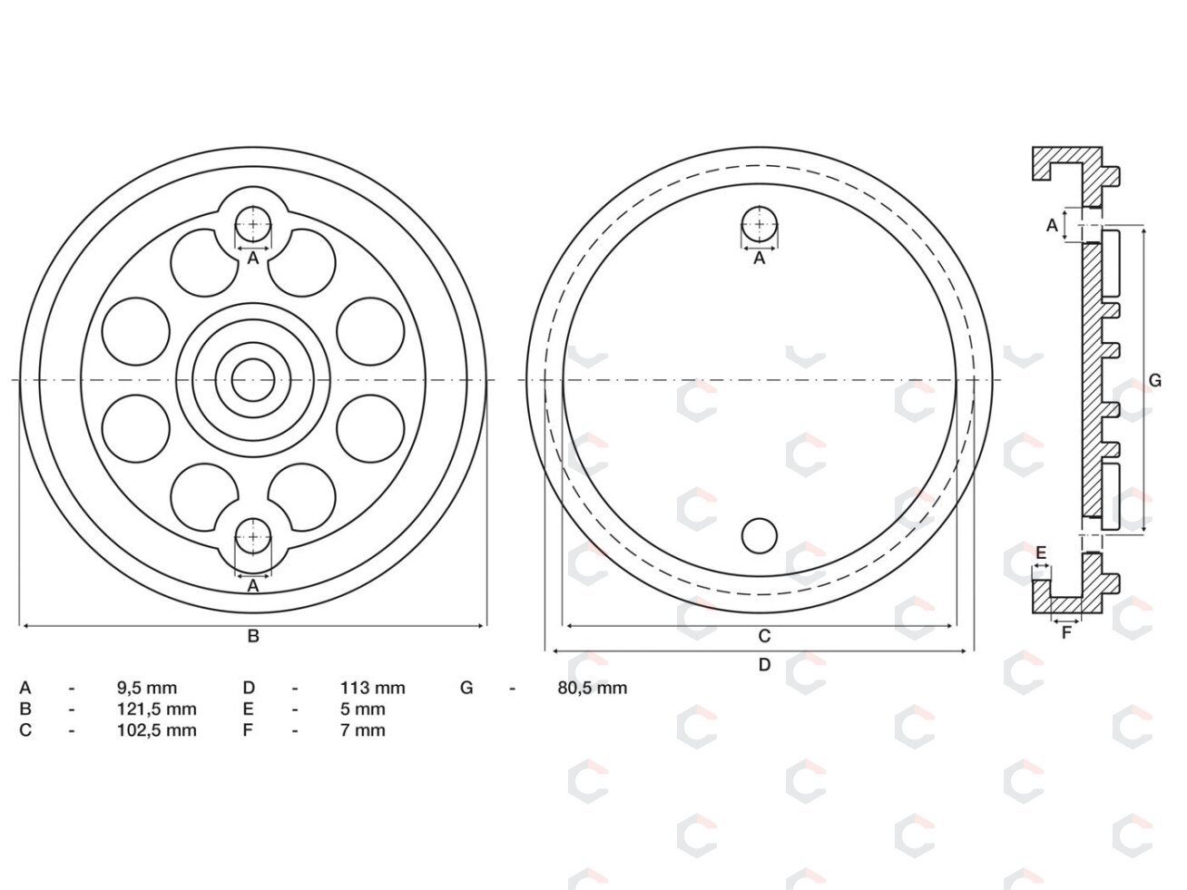 Guminis padas | auto keltuvams | Ø 120 mm (7053) 1 Guminis padas | auto keltuvams | Ø 120 mm (7053) 1