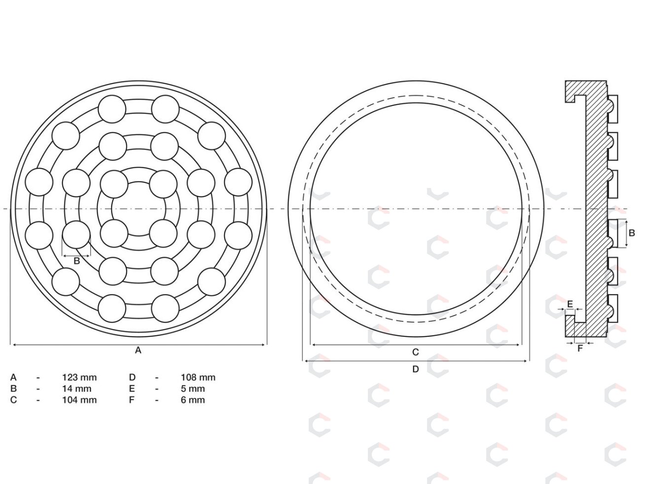 Guminis padas | auto keltuvams | Ø 123 mm (7043) 1 Guminis padas | auto keltuvams | Ø 123 mm (7043) 1