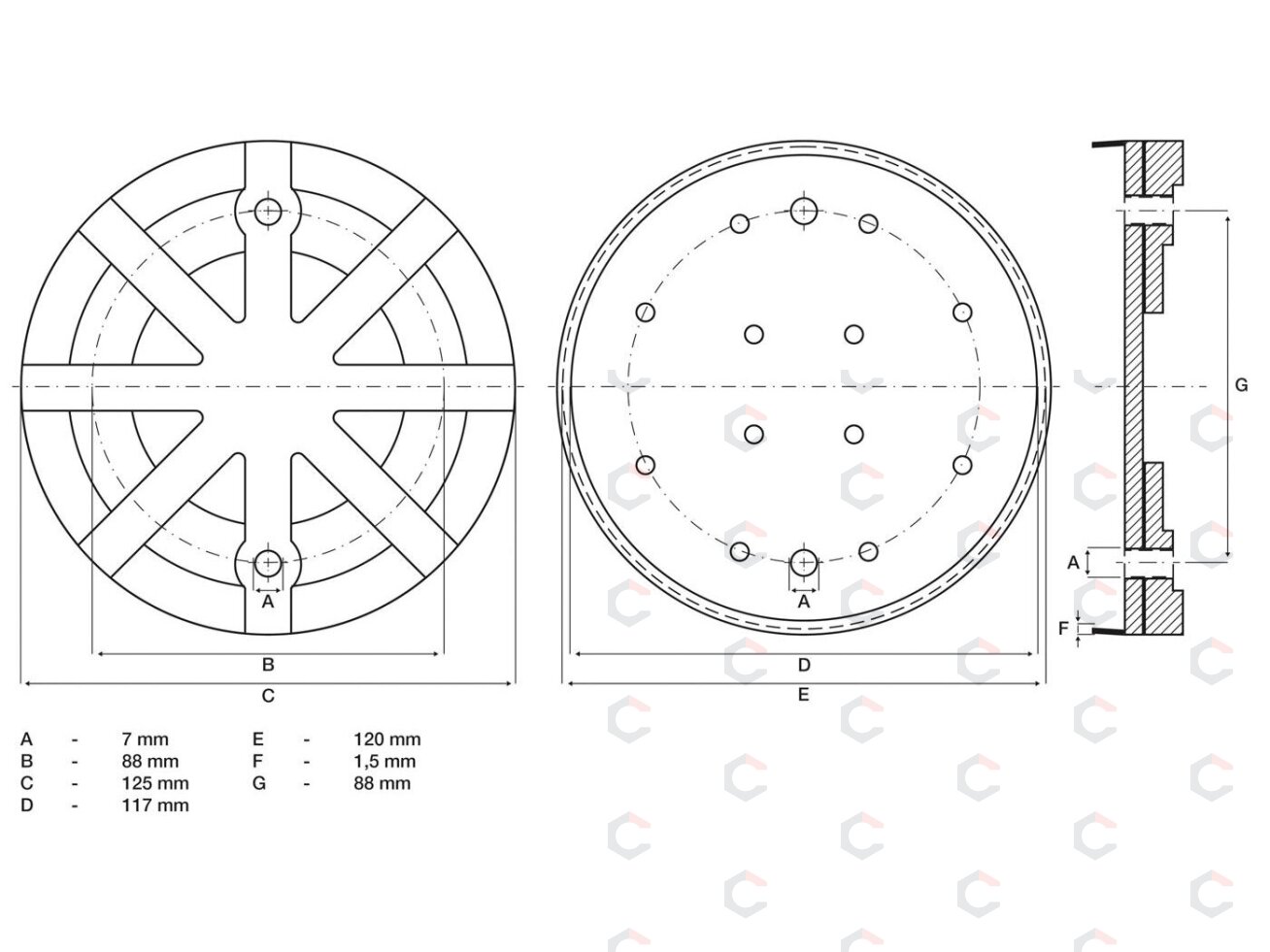 Guminis padas | auto keltuvams | Ø 125 mm (7054) 3 Guminis padas | auto keltuvams | Ø 125 mm (7054) 3