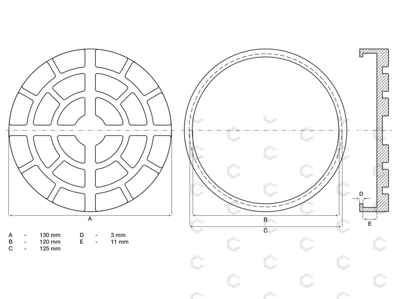 Guminis padas | auto keltuvams | Ø 130 mm (7044)