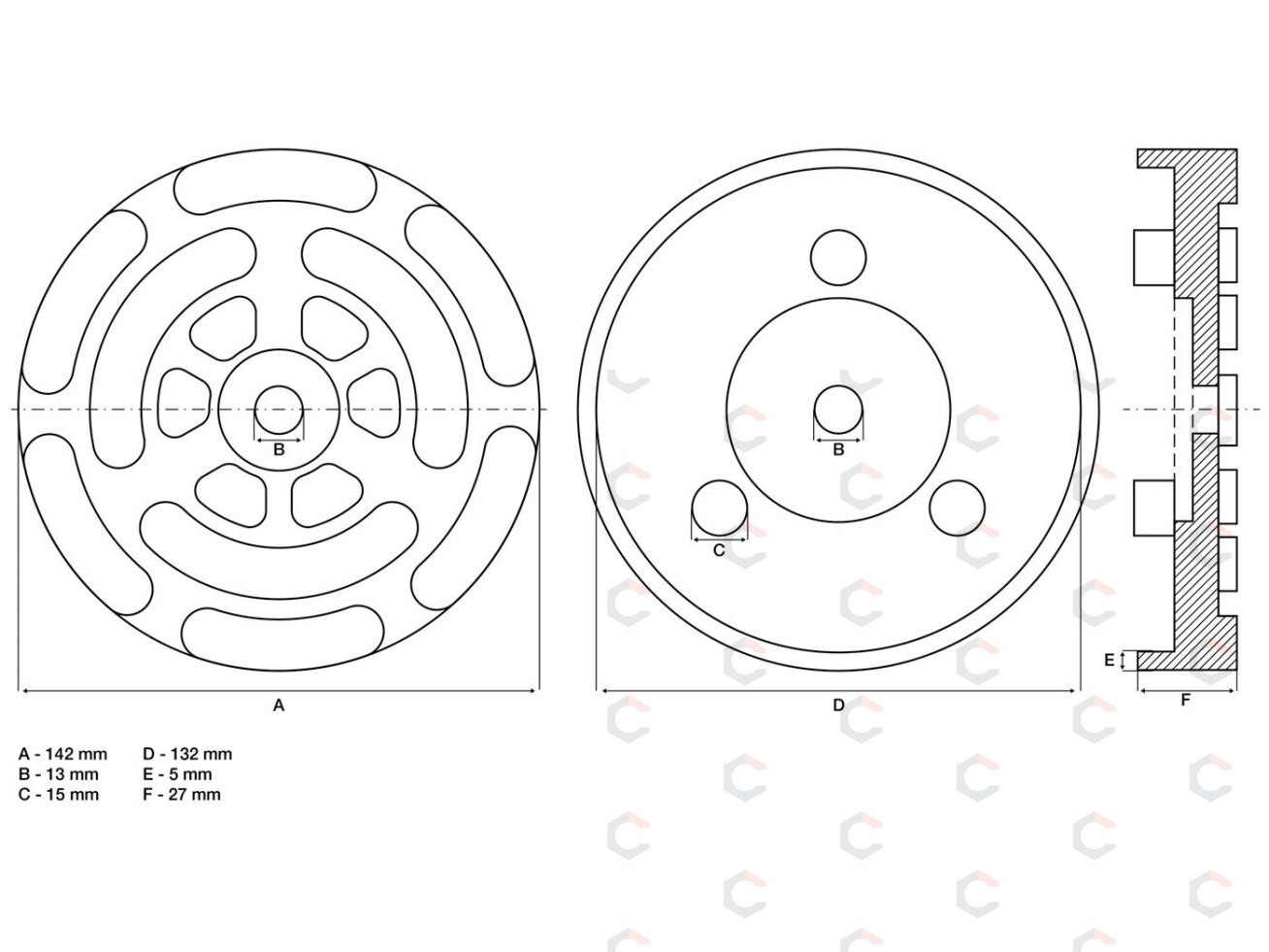 Guminis padas | auto keltuvams | Ø 140 mm (6476-2) 2