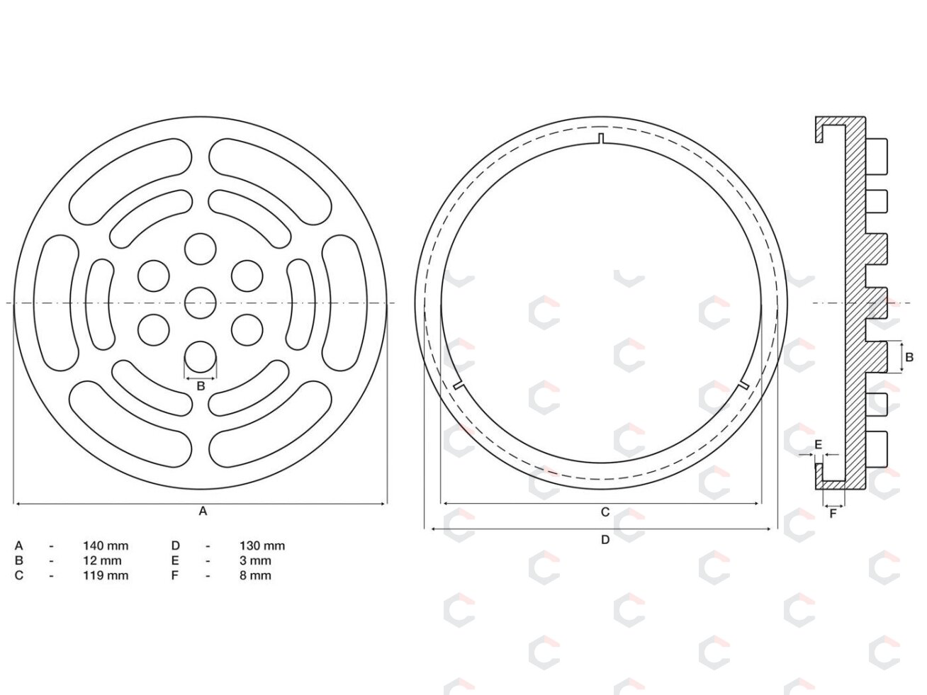 Guminis padas | auto keltuvams | Ø 140 mm (7047) 1