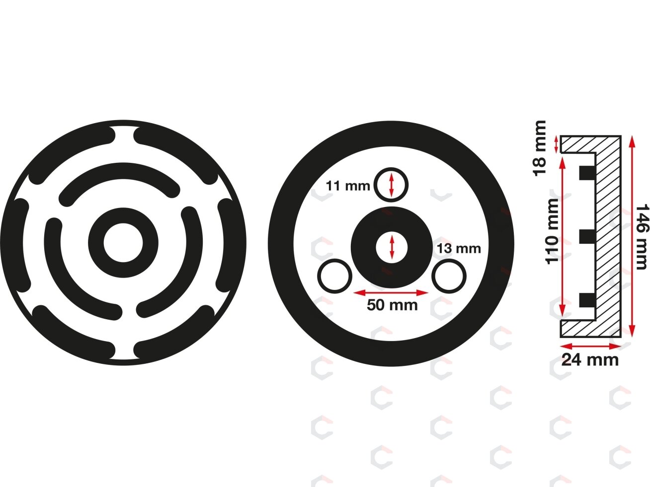 Guminis padas | auto keltuvams | Ø 145 mm (6473) 1 Guminis padas | auto keltuvams | Ø 145 mm (6473) 1