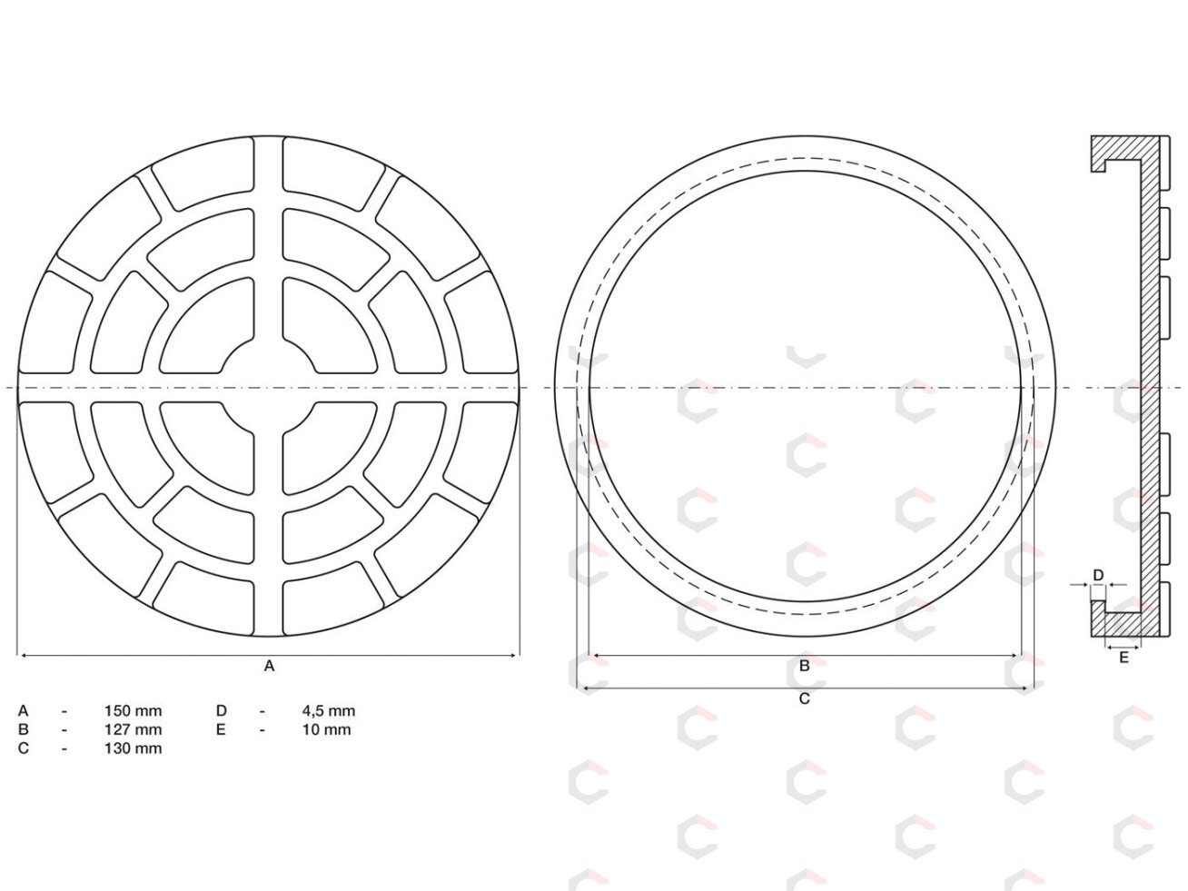 Guminis padas | auto keltuvams | Ø 150 mm (7045) 1 Guminis padas | auto keltuvams | Ø 150 mm (7045) 1